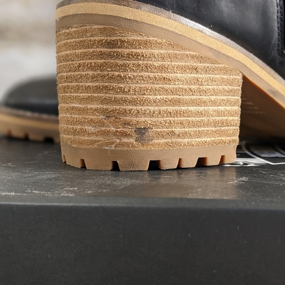 ⚡SOLD⚡SILENT D x Anthropologie Mid-Calf Brink Boot Black Leather w Wood Lug Sole - Picture 12 of 12